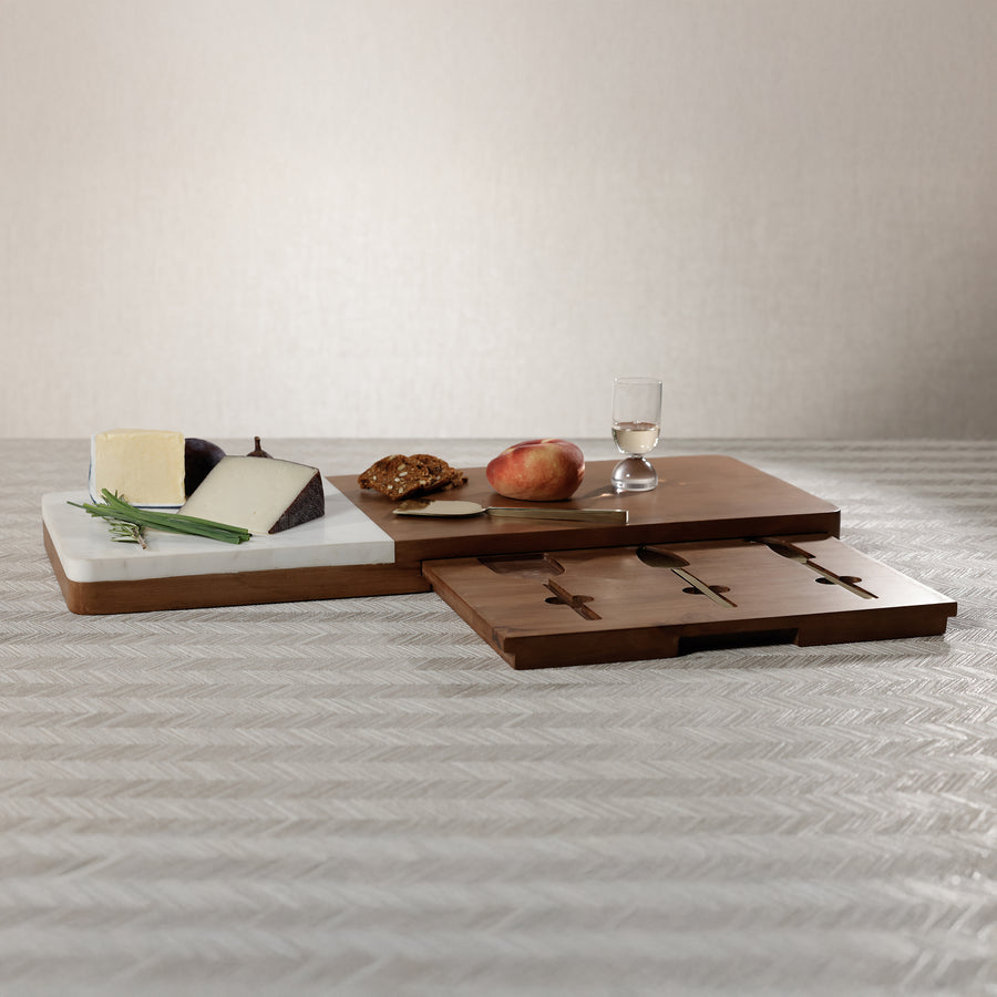 Marble and Mango Wood Charcuterie Board with Serving Tool Set