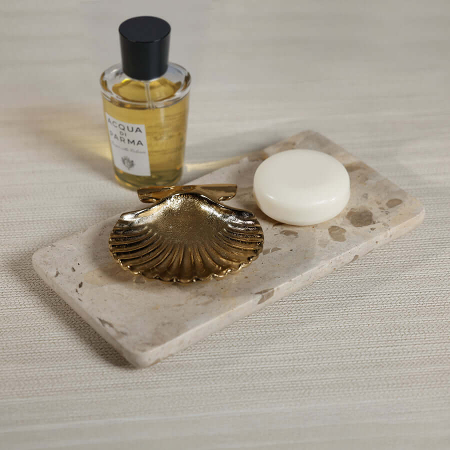 Raw Gold Sanibel Shell Tray, Set of 2