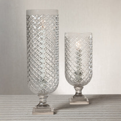 Maison de Verre Diamond Cut Glass Hurricane Taper Holder - CARLYLE AVENUE