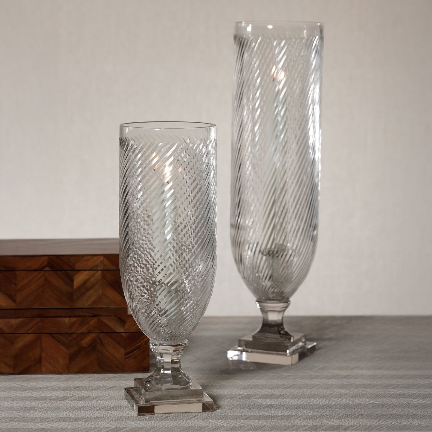 Maison de Verre Whisper Cut Glass Hurricane Taper Holder - CARLYLE AVENUE