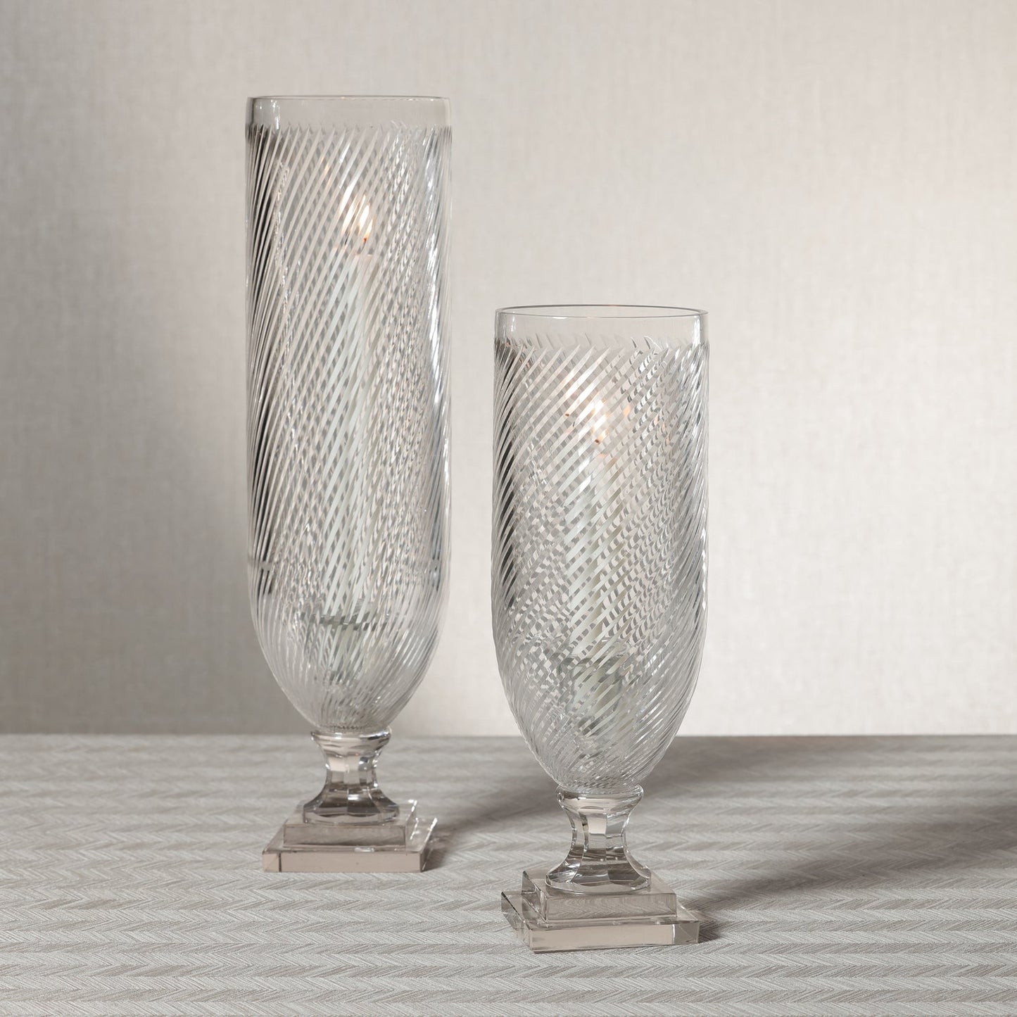 Maison de Verre Whisper Cut Glass Hurricane Taper Holder - CARLYLE AVENUE