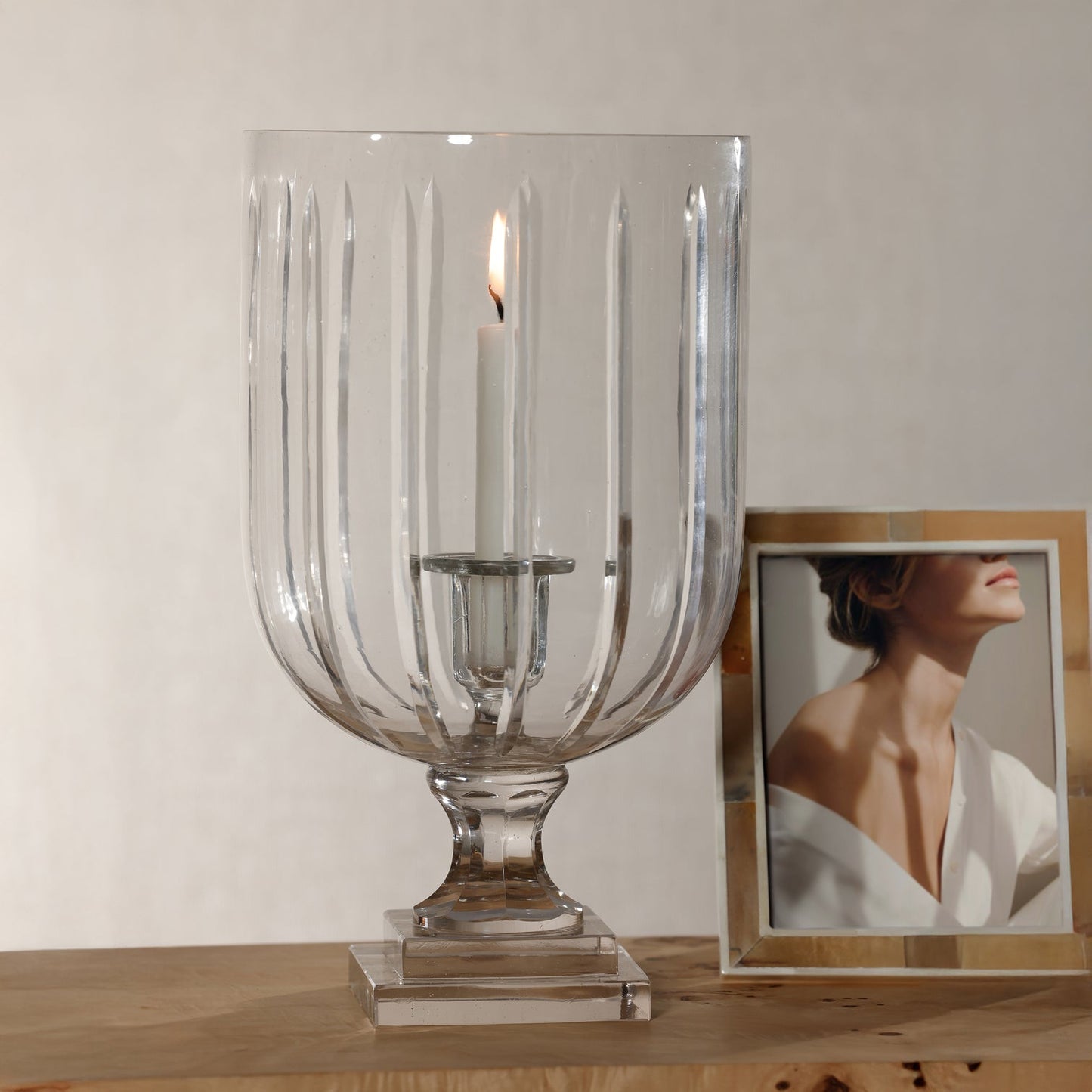 Maison de Verre Straight Cut Glass Hurricane Taper Holder - CARLYLE AVENUE