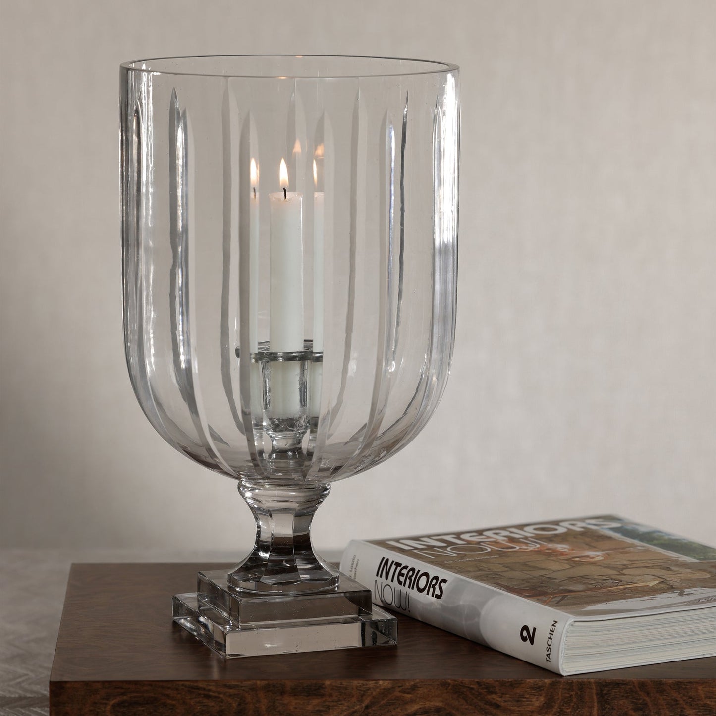 Maison de Verre Straight Cut Glass Hurricane Taper Holder - CARLYLE AVENUE