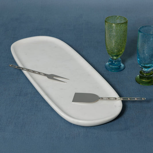 Oval Marble Serving Tray - White