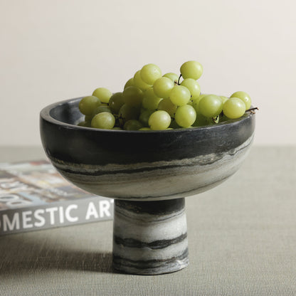 Footed Bowl - Black Panda Marble