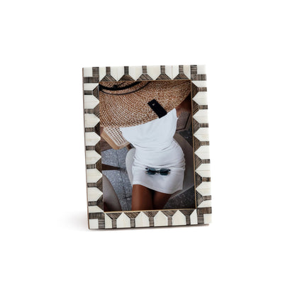 Lagos White Bone & Chiseled Horn Inlaid Photo Frame