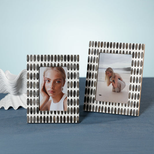 Sahara White Resin with Oval Chiseled Horn Photo Frame