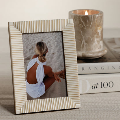 Nubia White Bone Ribbed Photo Frame