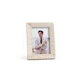 Nubia White Bone Ribbed Photo Frame showcasing hand-carved white bone texture and small size design.