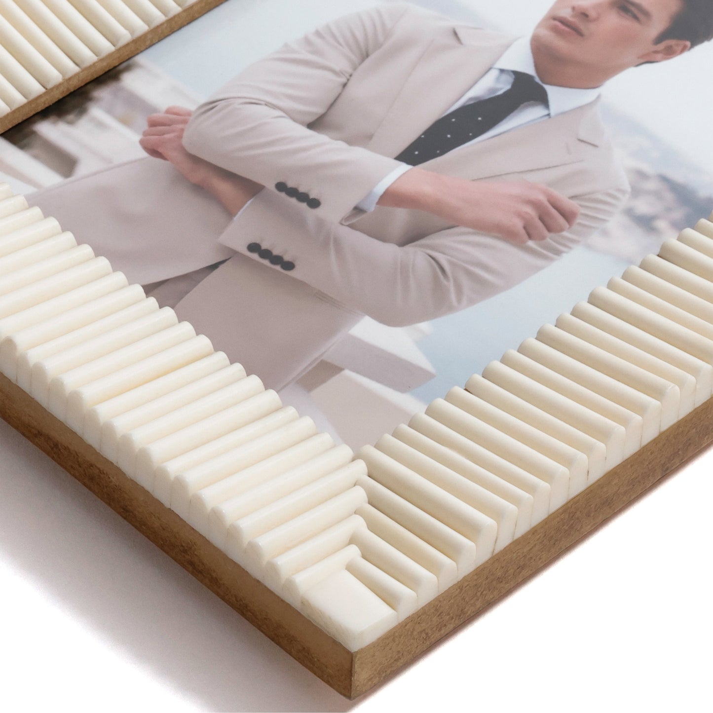 Nubia White Bone Ribbed Photo Frame