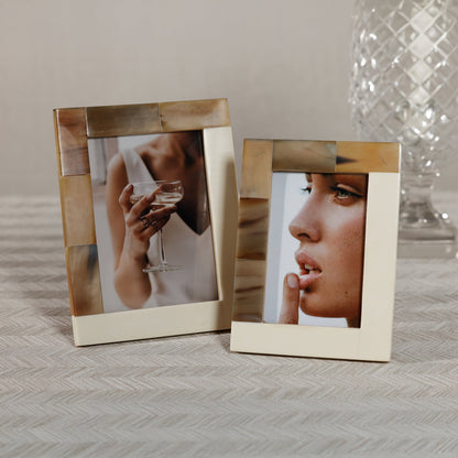 White Horn and Ivory Resin Photo Frame
