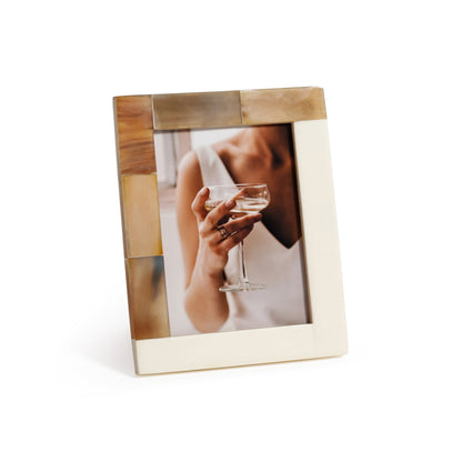 White Horn and Ivory Resin Photo Frame