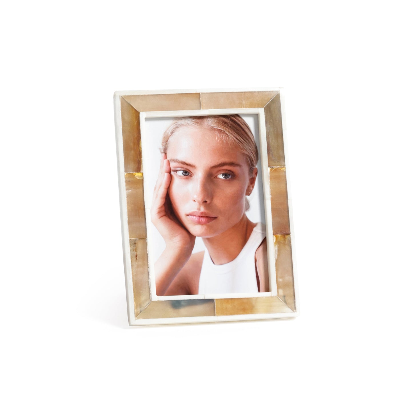 Haven Brown Horn with White Bone Border Photo Frame