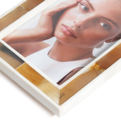 Haven Brown Horn with White Bone Border Photo Frame