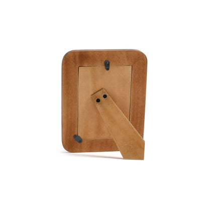Black Resin Ribbed Photo Frame with Brass Accent