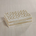 Antique White Bone Box with Chevron Pattern - Boxes by Carlyle Avenue