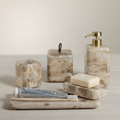 Crema Fossil Marble Bath Collection