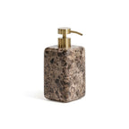 Marrón Emperador Marble Bath Collection soap and lotion dispenser with brown marble and gold pump