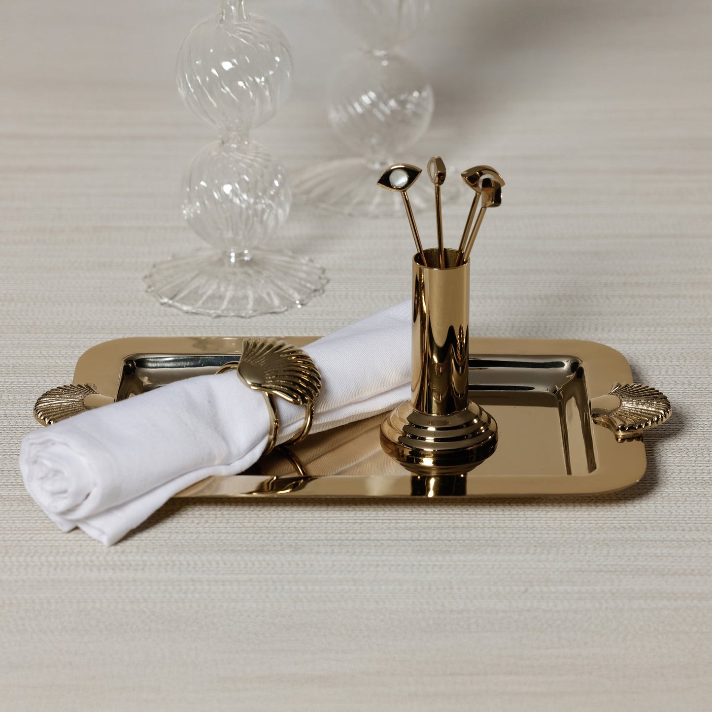 Cap Ferrat Fan Shell Napkin Ring - Set of 4 - CARLYLE AVENUE