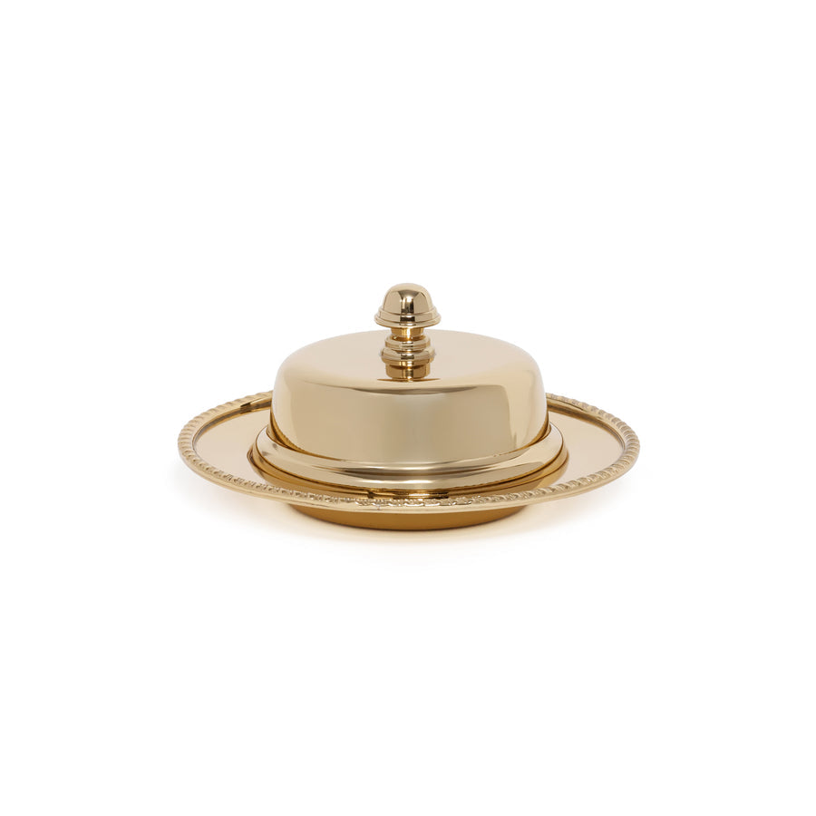 Parisian Butter Dish with Cover and Glass - Gold