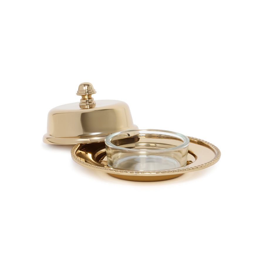 Parisian Butter Dish with Cover and Glass - Gold