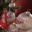 Ribbed Multi Red+Green Glass Ornament