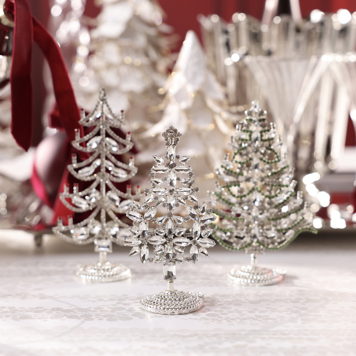 Rhinestone Decorative Trees - 5 Assorted Designs