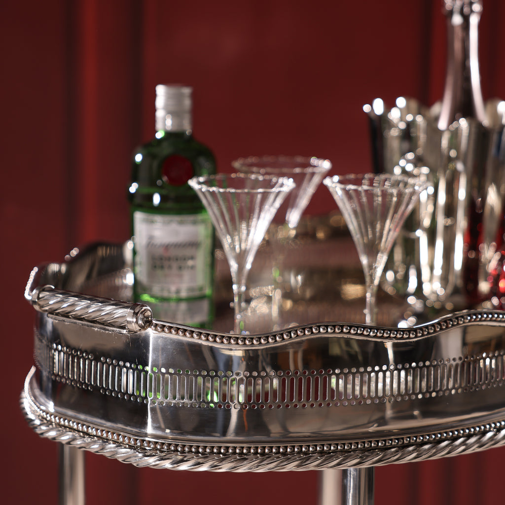 Le Vendôme Brasserie Vintage Nickel Bar / Food Cart and Serving Tray