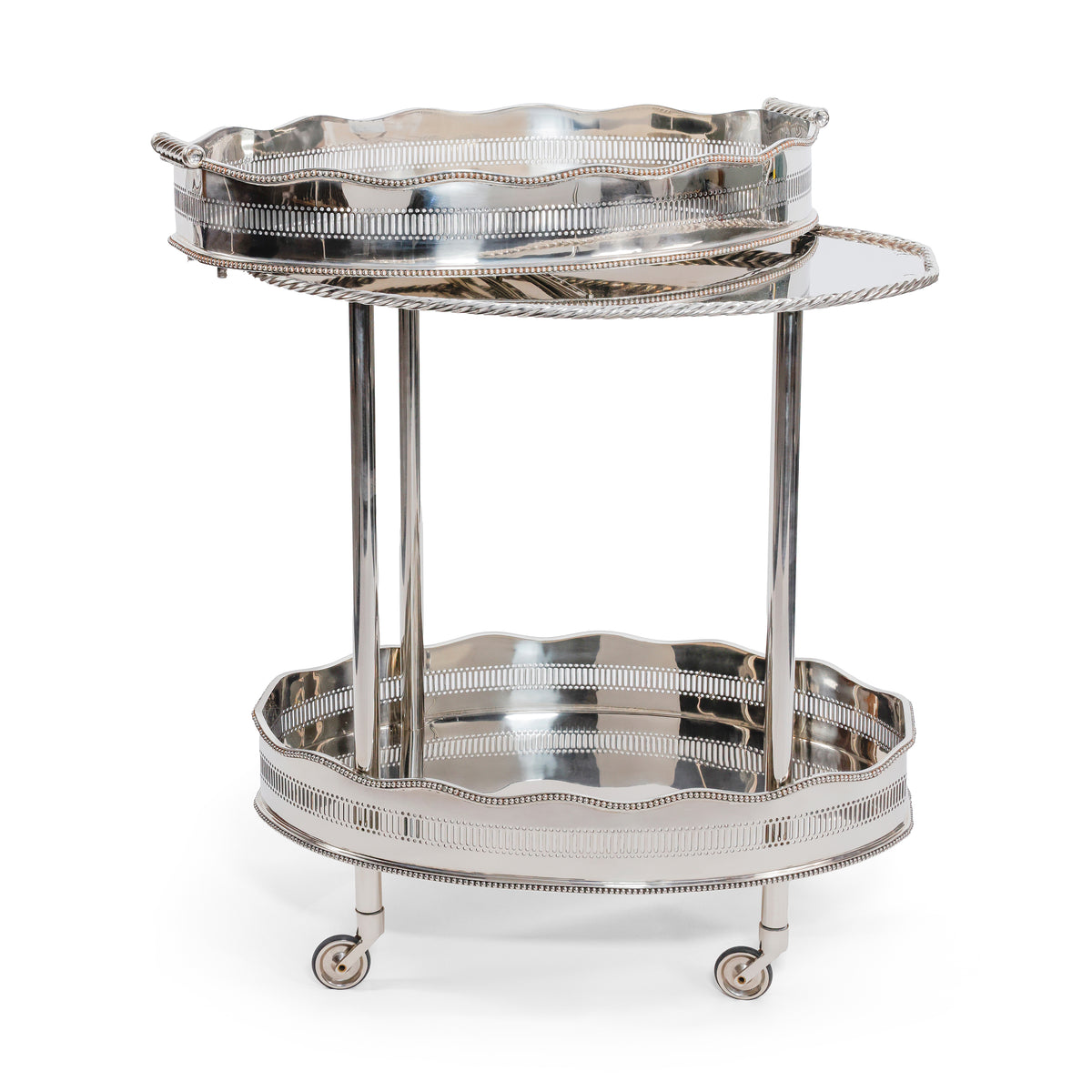 Le Vendôme Brasserie Vintage Nickel Bar / Food Cart and Serving Tray