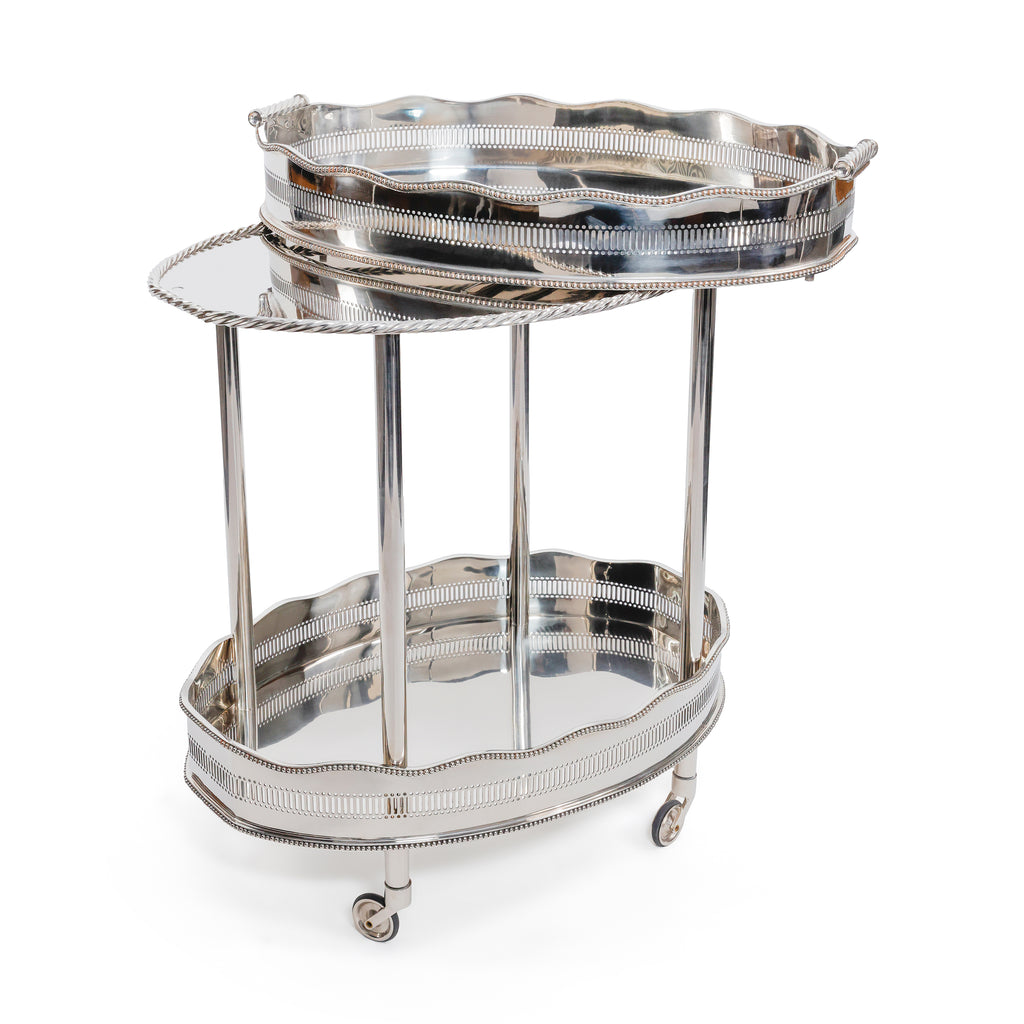 Le Vendôme Brasserie Vintage Nickel Bar / Food Cart and Serving Tray