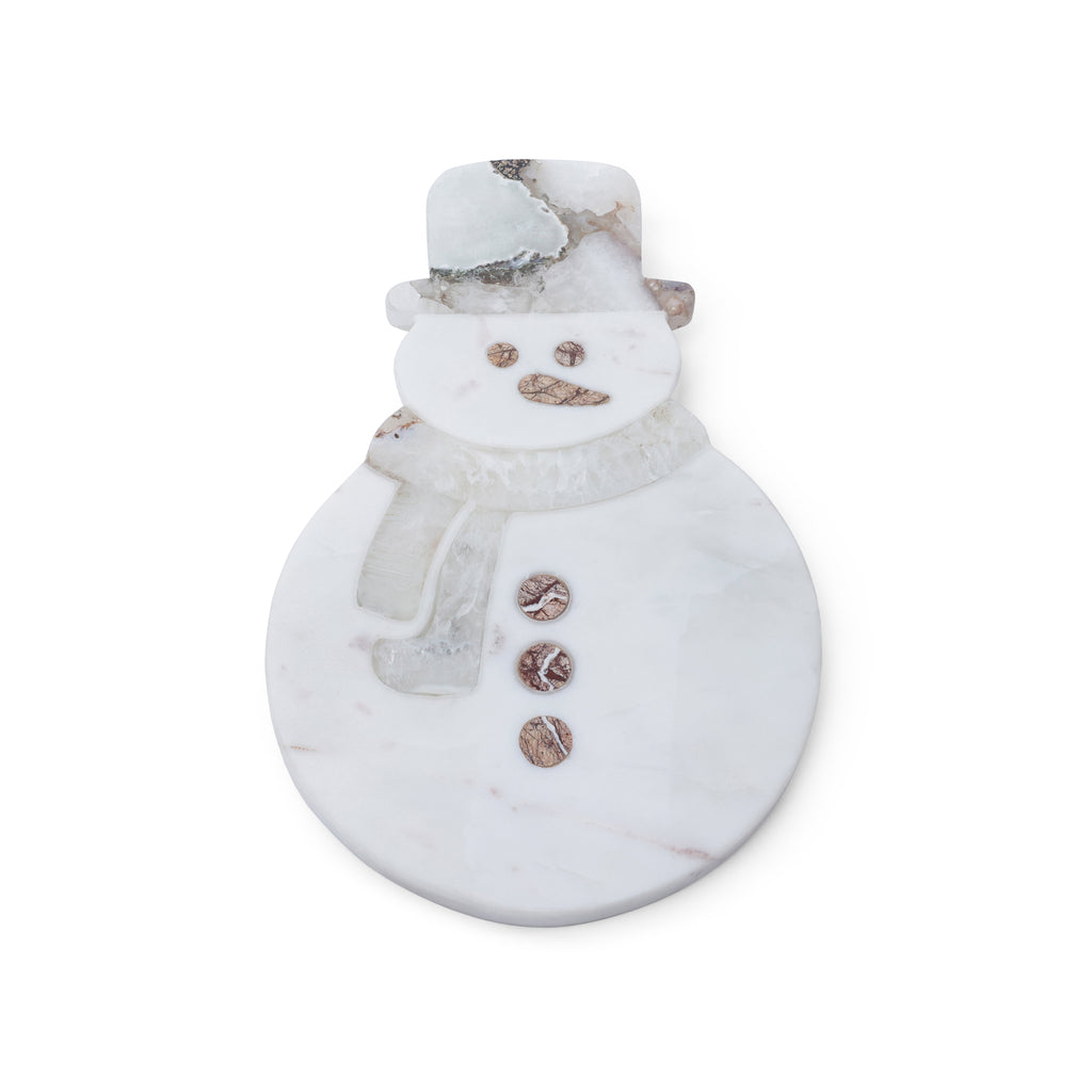 Marble and Agate Snowman Cheese and Charcuterie Board