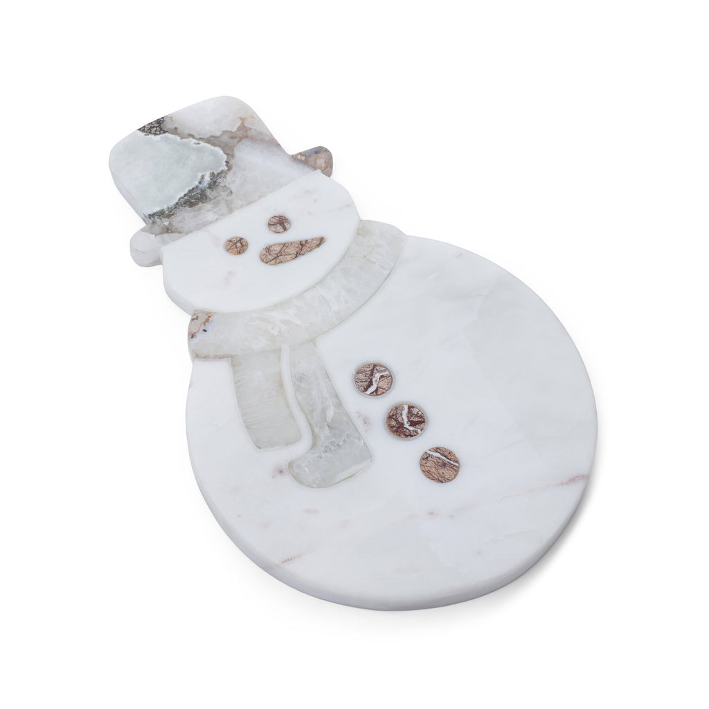 Marble and Agate Snowman Cheese and Charcuterie Board