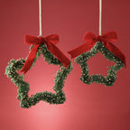 Beaded Glass Star Ornament with Ribbon - 2 Assorted Sizes