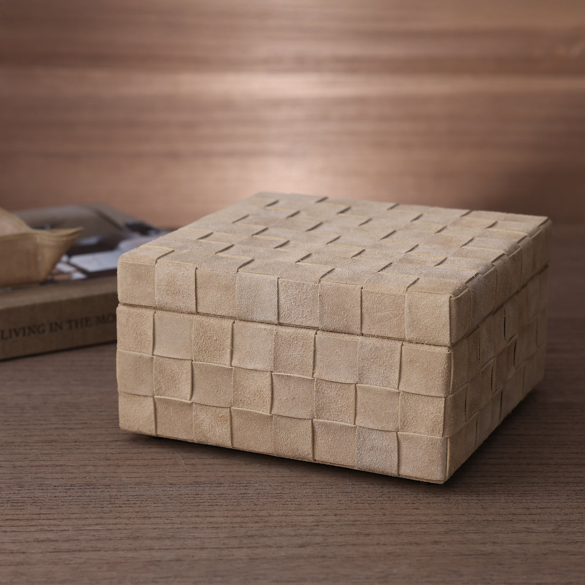 Saint-Gervais Suede Leather Woven Box