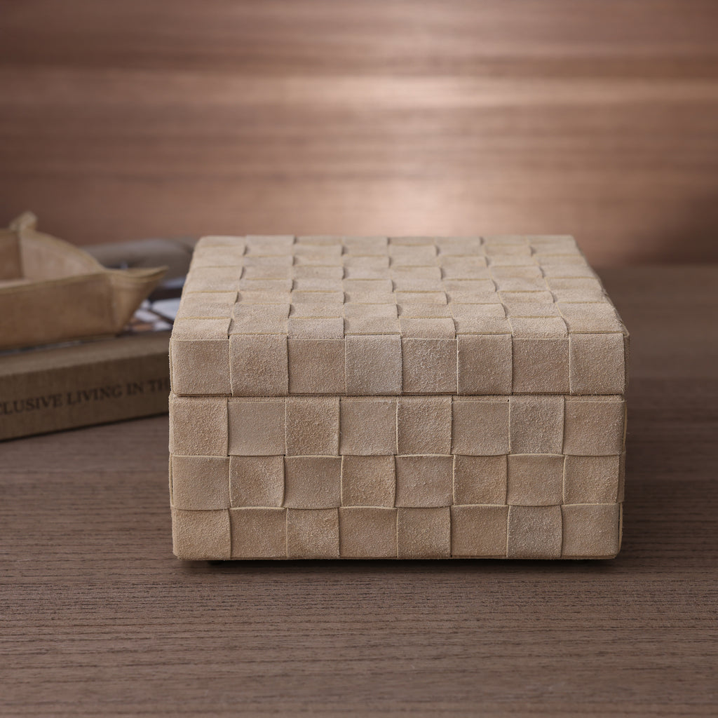 Saint-Gervais Suede Leather Woven Box