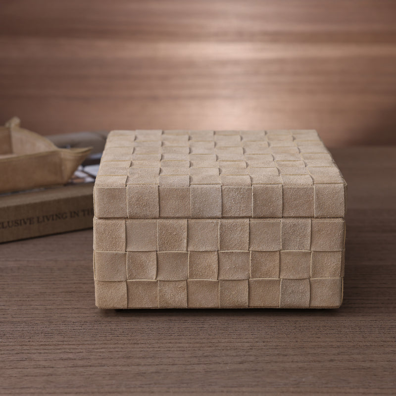 Saint-Gervais Suede Leather Woven Box