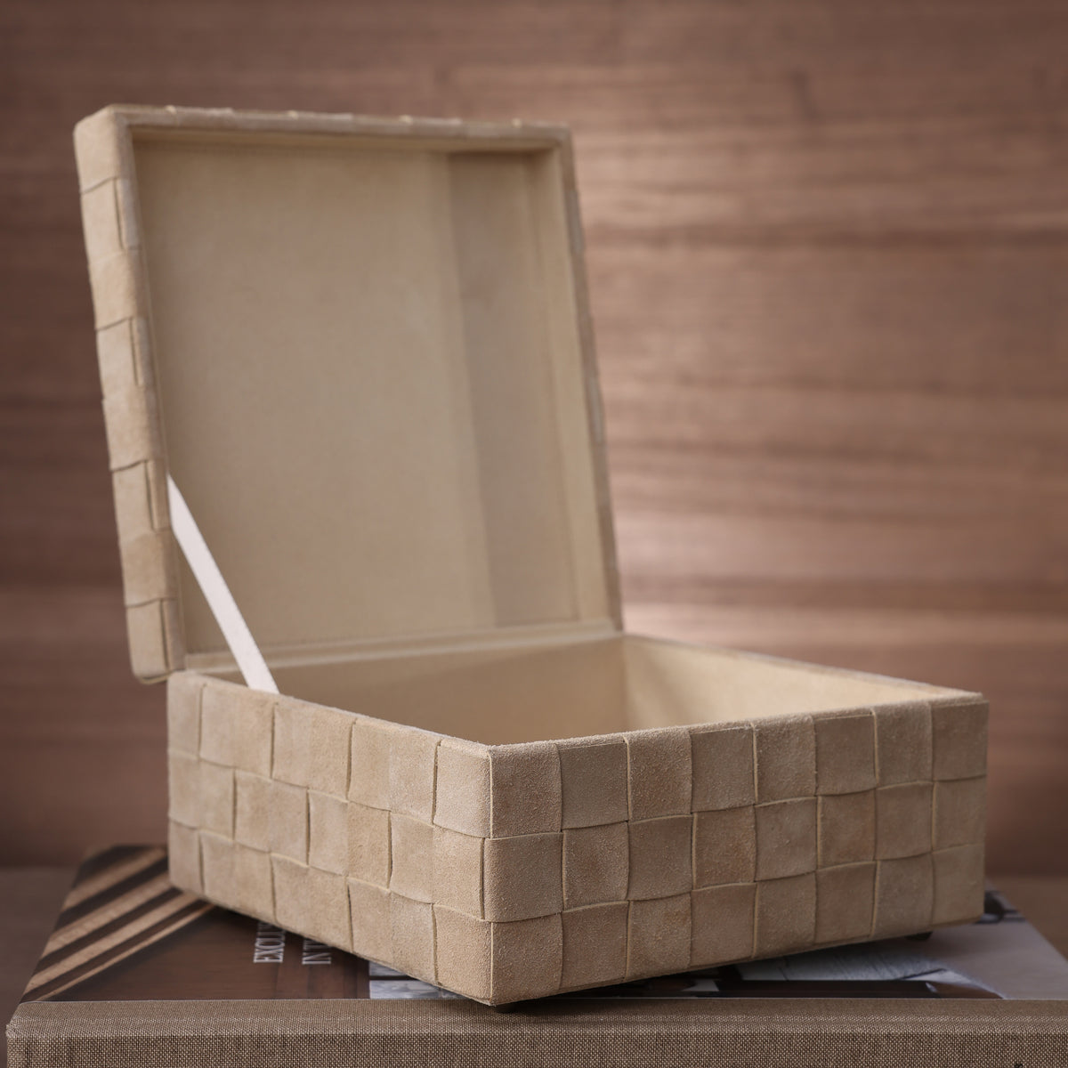 Saint-Gervais Suede Leather Woven Box