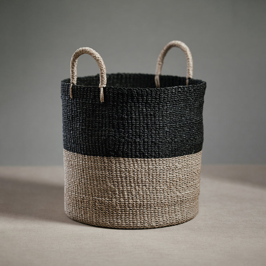 Abaca Two-Tone Basket - Natural