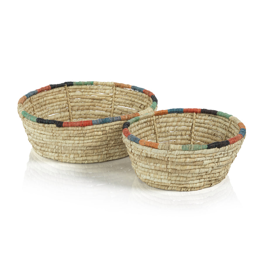 Tropezina Coiled Raffia Set of 2 Round Baskets