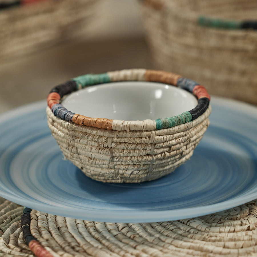 Tropezina Coiled Raffia with Ceramic Condiment Bowl