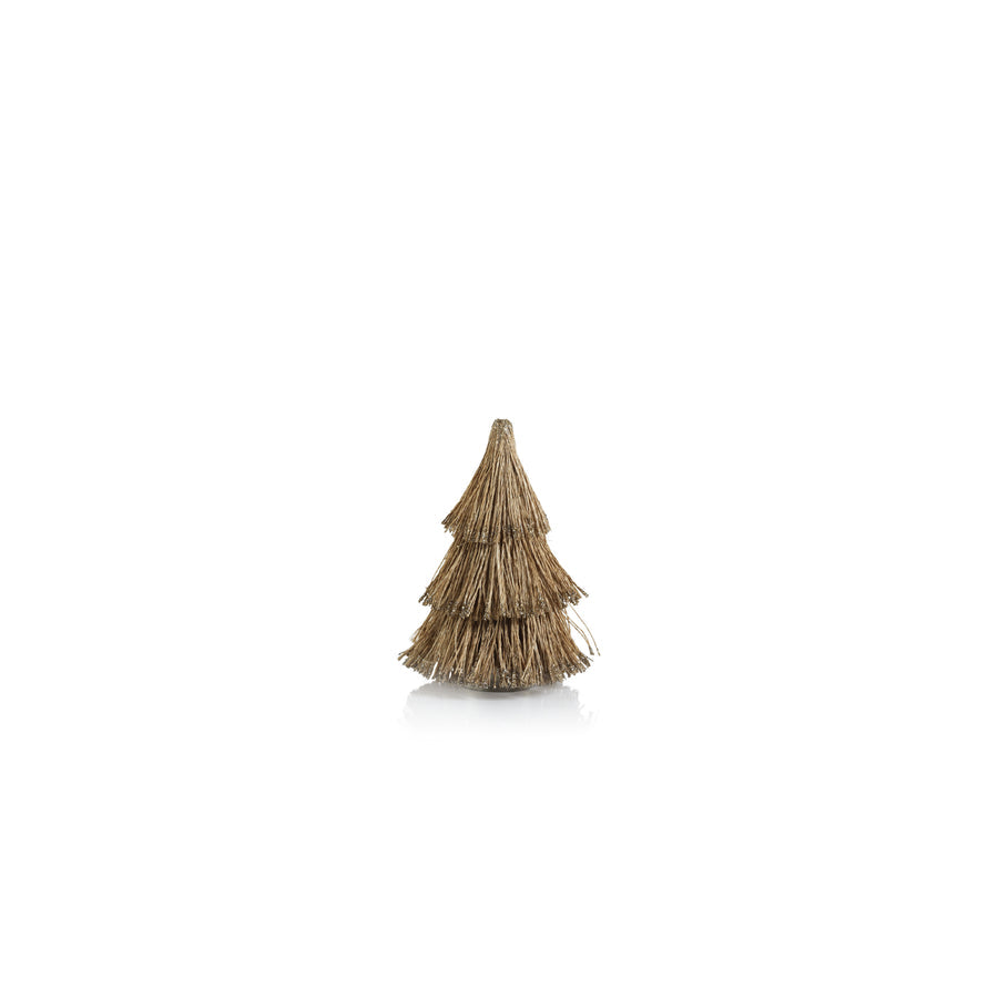 Abaca Rope All-Natural Tree with Champagne Glitter Trim