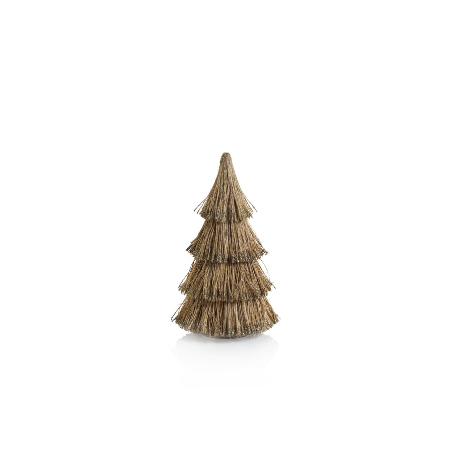 Abaca Rope All-Natural Tree with Champagne Glitter Trim