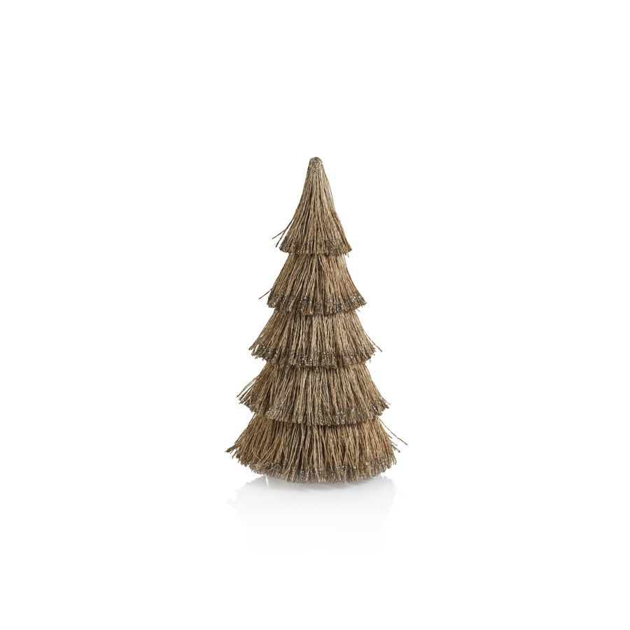 Abaca Rope All-Natural Tree with Champagne Glitter Trim