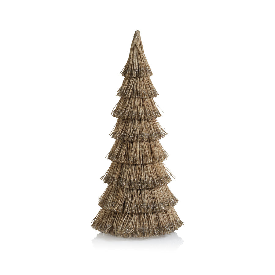 Abaca Rope All-Natural Tree with Champagne Glitter Trim