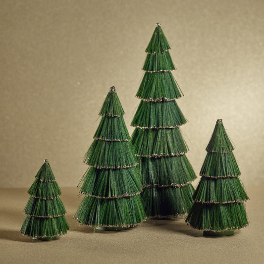 Tiger Grass Green Tree with Gold Glitter Trim