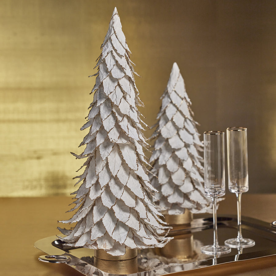 Natural White Leaf Tree with Gold Trim