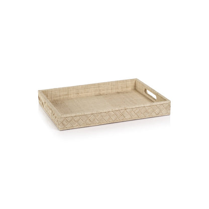 La Bocca Woven Raffia Serving Tray - Natural - Trays by Carlyle Avenue
