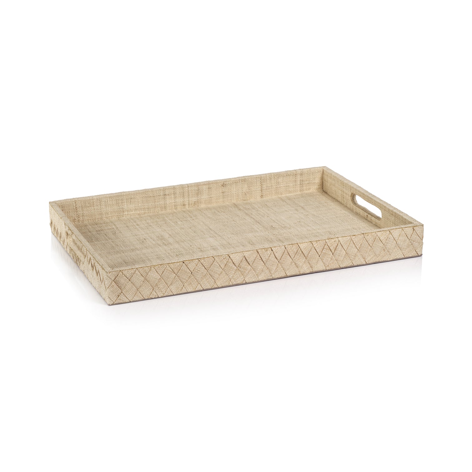 La Bocca Woven Raffia Serving Tray - Natural