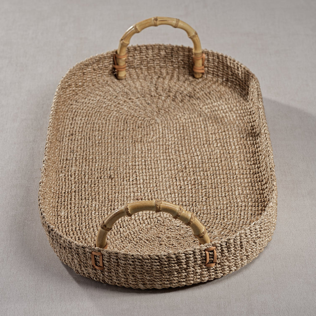 Multipurpose Abaca Tray with Bamboo Handles - Trays by Carlyle Avenue