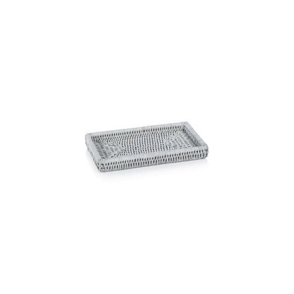 Lulu Rattan Woven Tray - White - Tray by Carlyle Avenue